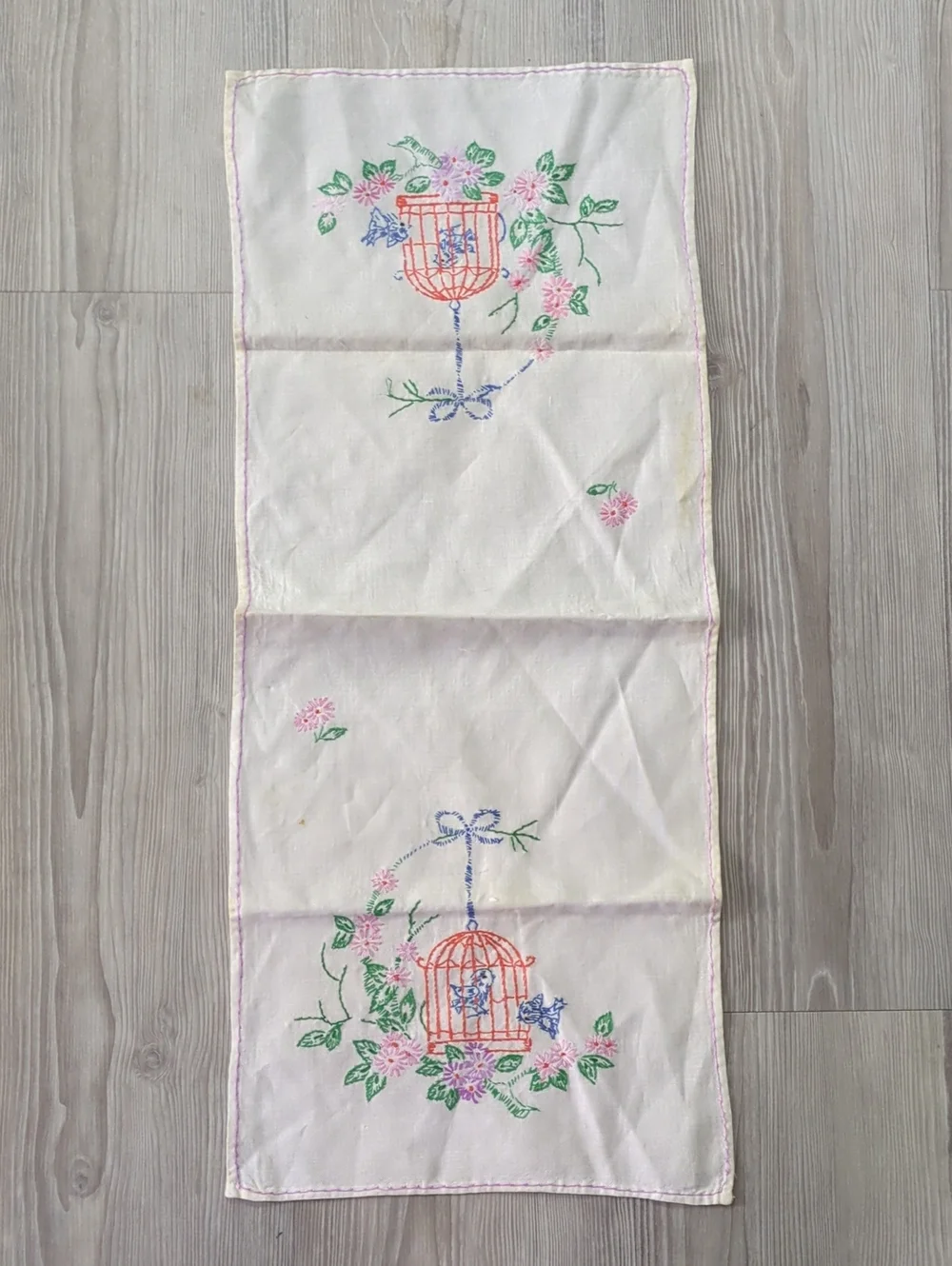Vintage Embroidered Linens Lot Tablecloth Doilies Napkins Floral 10+ Pieces
